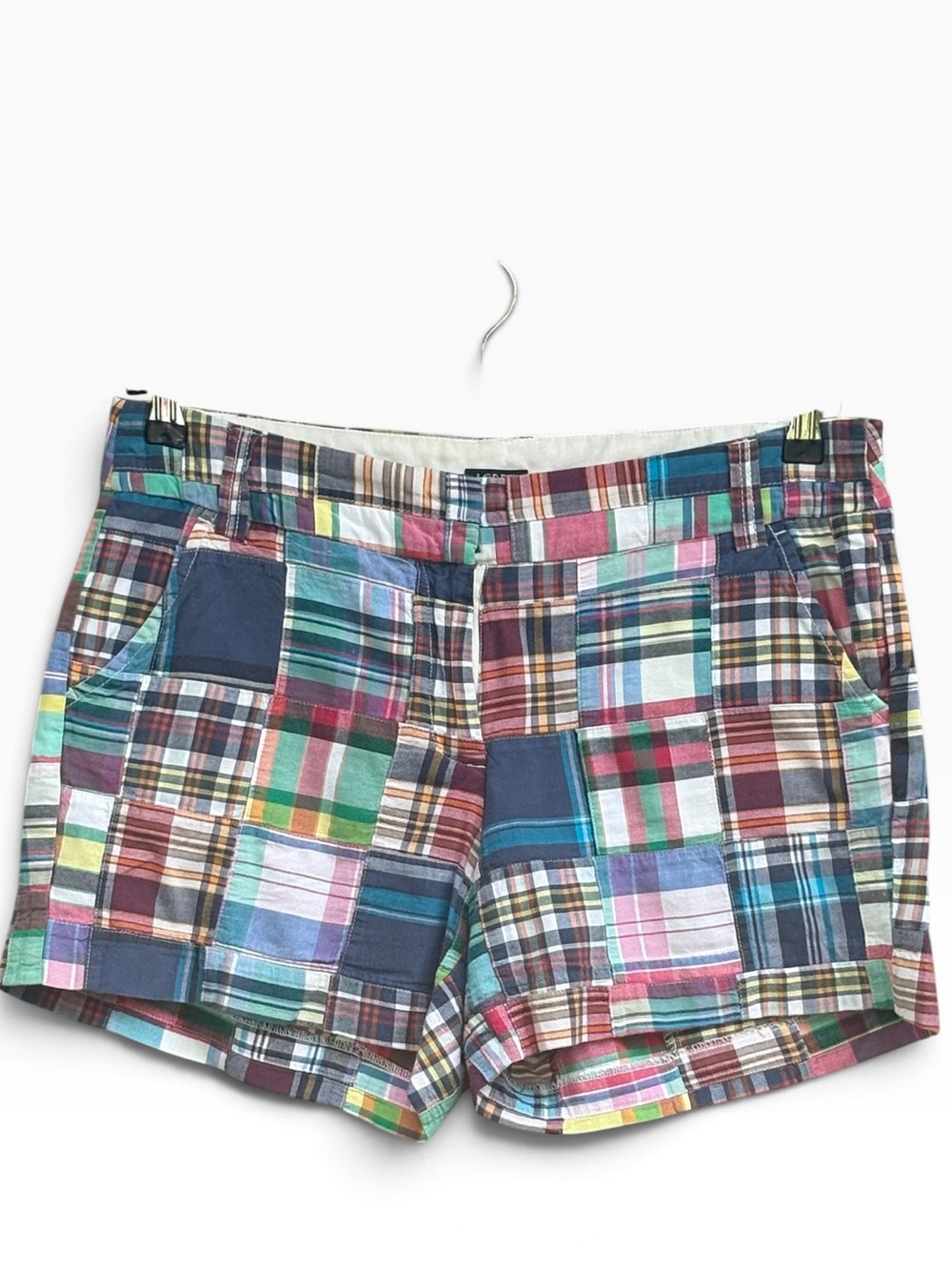 J. Crew Multicolor Patchwork Plaid Zip Up City Fit Shorts Size 10